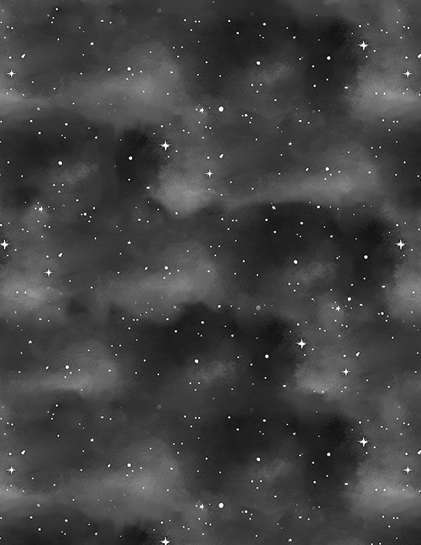 44"  - Wilmington Prints -  "Sky and Stars - Black" -  100% Cotton