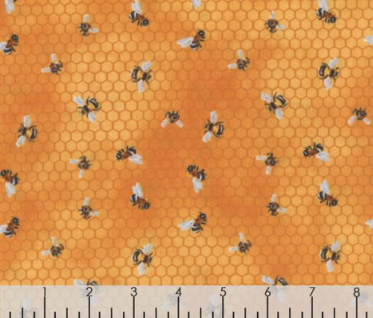44"- Wilmington Prints - "Sunkissed" Yellow Bees -100% Cotton