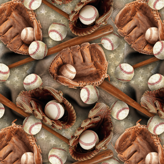 44"  -  Baseball Stars  -  100% Cotton