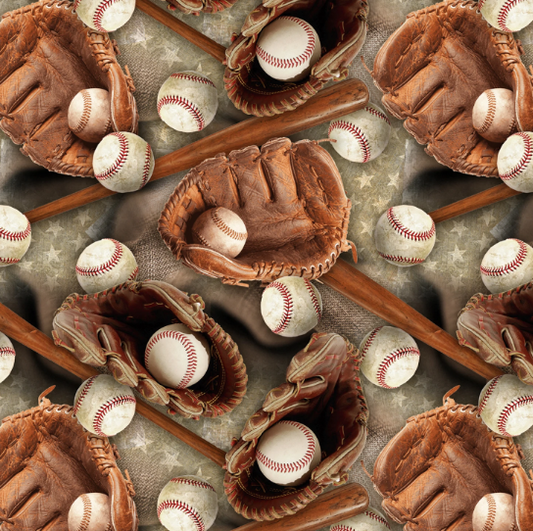 44"  -  Baseball Stars  -  100% Cotton