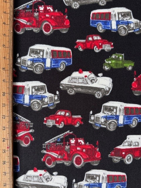 43" - SevenBerry - "Emergency Vehicles" - Black - 100% Cotton