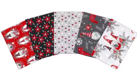 3 wishes - Fat Quarter Bundle - "Hanging with My Gnomies" -  18"x21" - 5 pcs