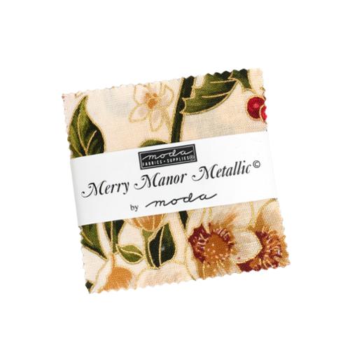 Moda -Mini Charm Pack - "Merry Manor Metallic" -2.5"x 2.5" -42 pcs