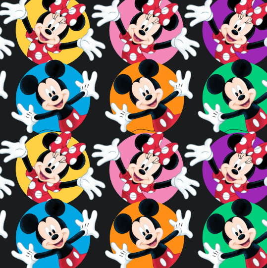 44"  -Disney - "Mickey and Minnie  Circles" -100% Cotton