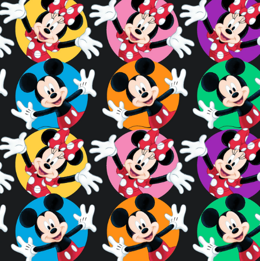 44"  -Disney - "Mickey and Minnie  Circles" -100% Cotton