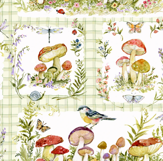 44"- "Mushroom Patch" -  100% Cotton
