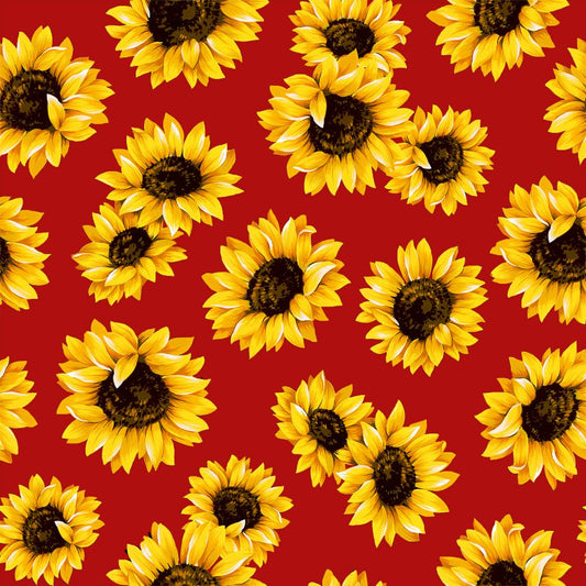 44"  - "Sunflower Dance -Poppy Red" - 100% Cotton