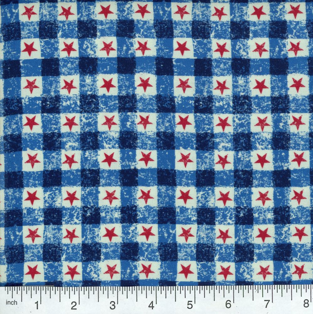 44"-"American Plaid - Blue" - Patriotic -100% Cotton