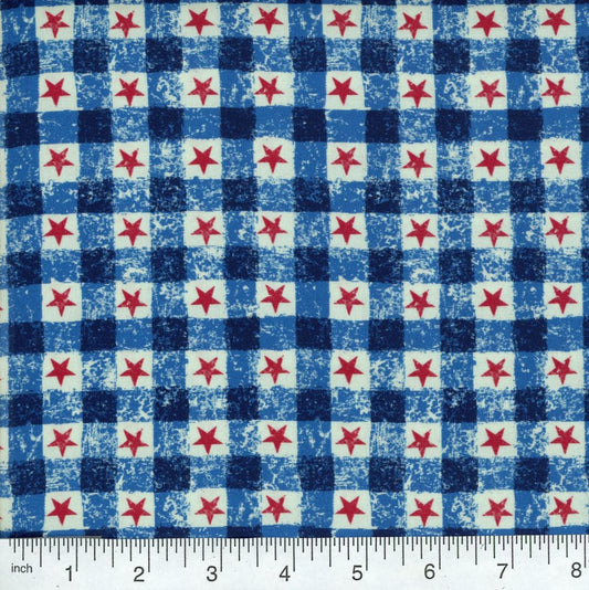 44"-"American Plaid - Blue" - Patriotic -100% Cotton