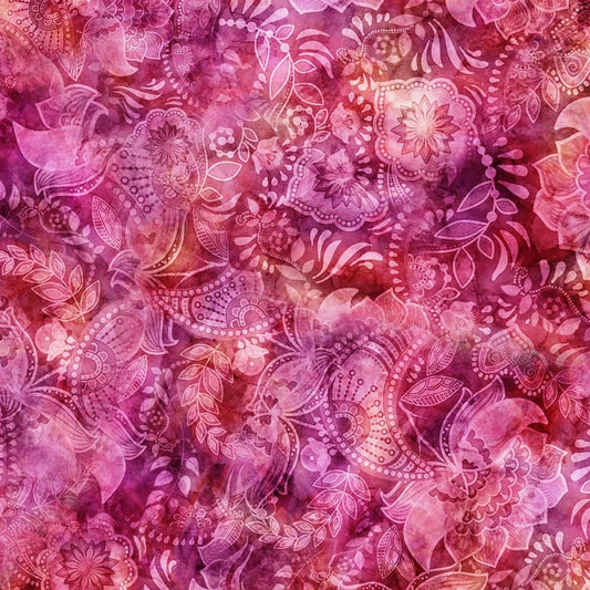 44"Fairy Tale pink 100% cotton quilting fabric