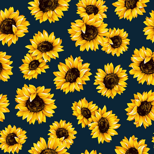 44"  - "Sunflower Dance -Navy" - 100% Cotton