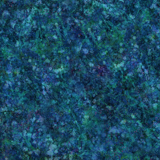44"-Digital Batik  "Teal Blue" - 100% Cotton