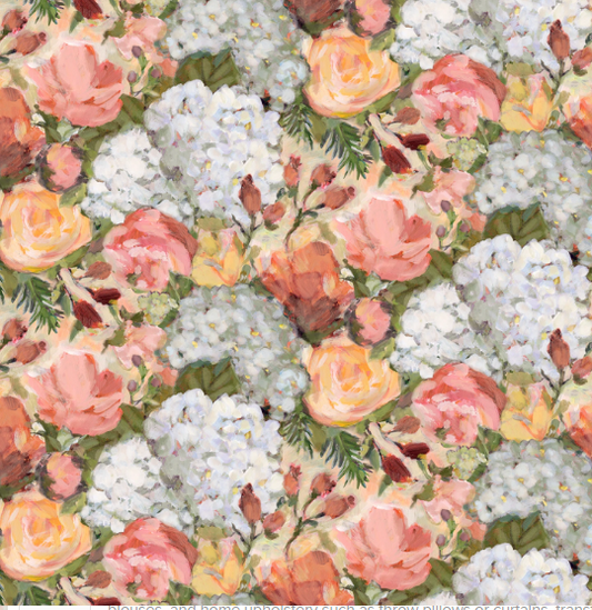 44"  -  Hydrangeas - packed  -  100% Cotton