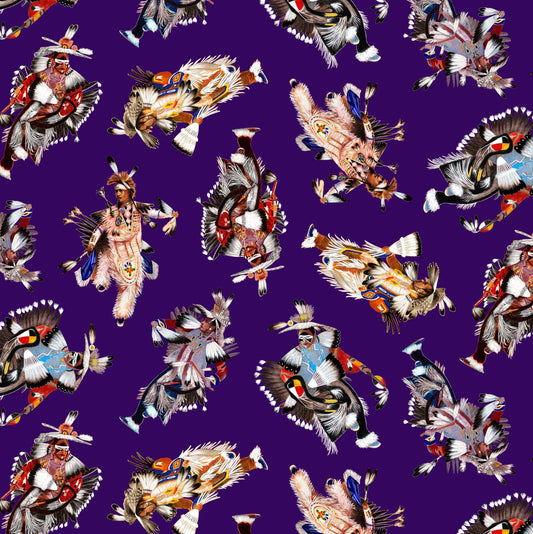 44" -Purple POW-POW Dancers  - 100% Cotton