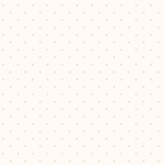 44"  -Riley Blake  -"Bee Cross Stitch"  White/Green- 100% Cotton