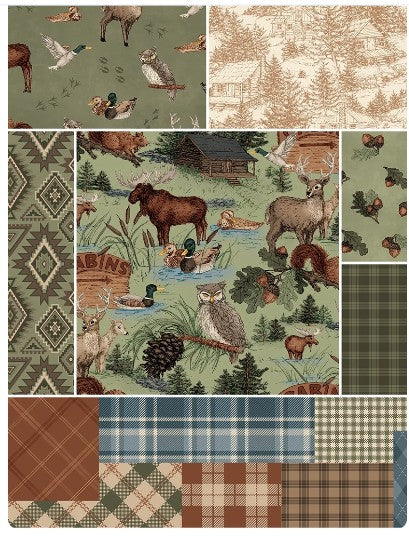 Riley Blake -1 yard Bundle - "Whispering Pines" -  44"x 36" -7 pcs
