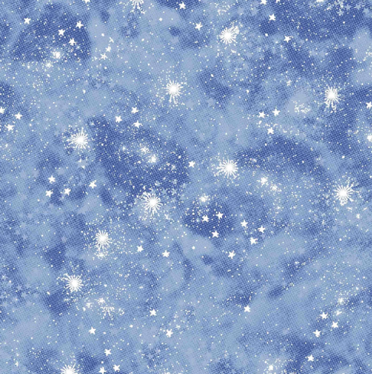 44"  - Flannel - Stars - Blue - 100% Cotton