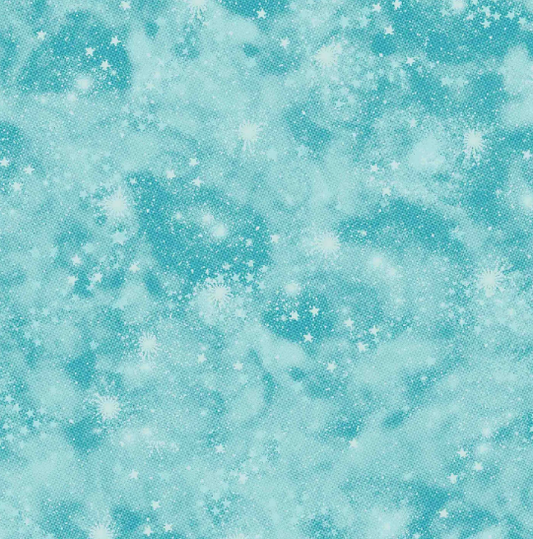 44"  - Flannel - Stars - Turquoise - 100% Cotton