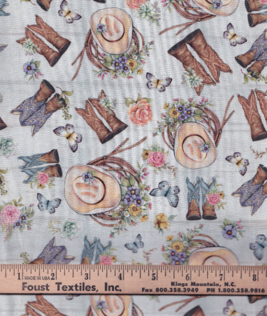 44" - SW Highland Ranch - "SW Tossed Boots" - 100% Cotton