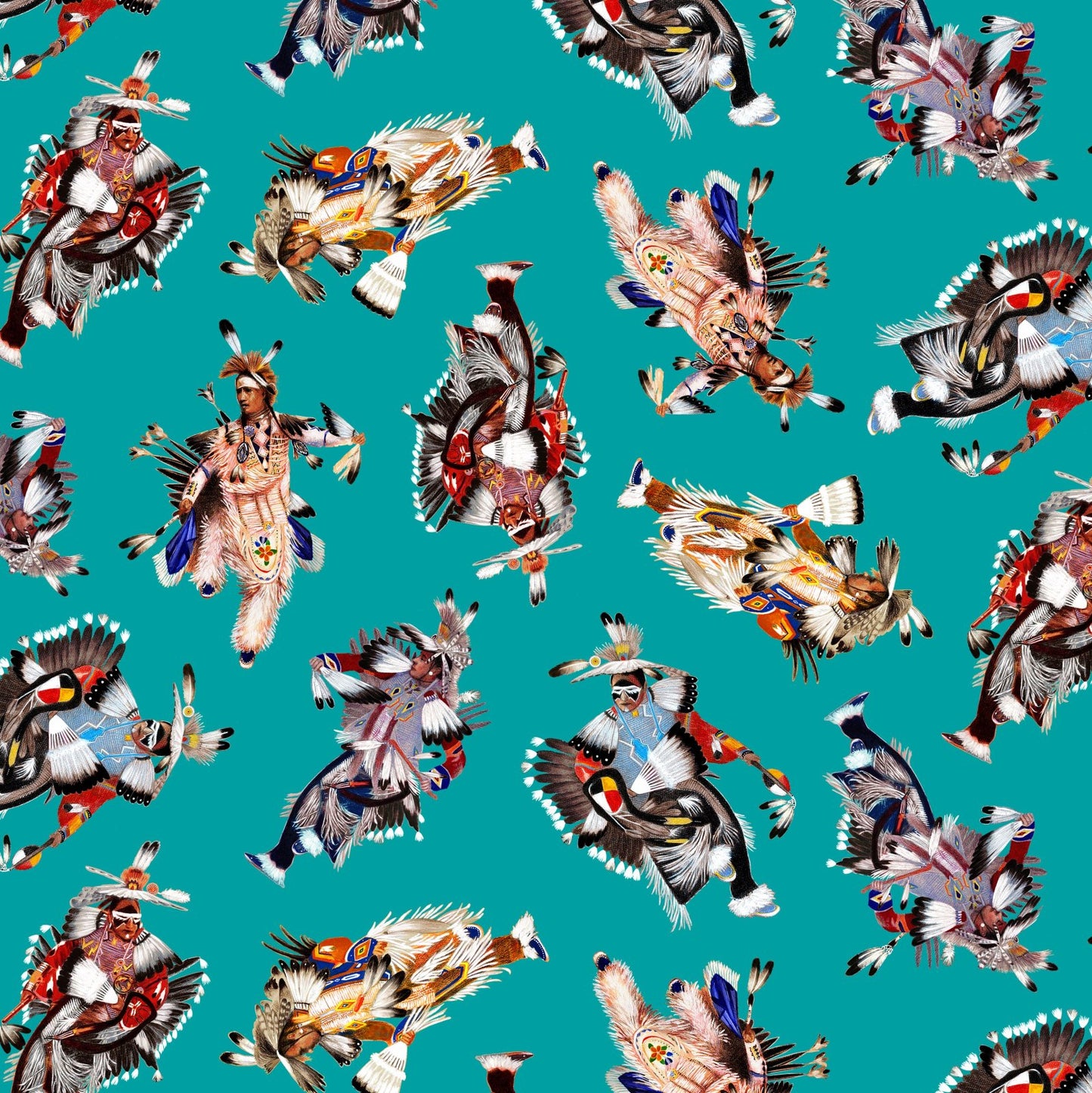 44" -Turquoise POW-POW Dancers  - 100% Cotton