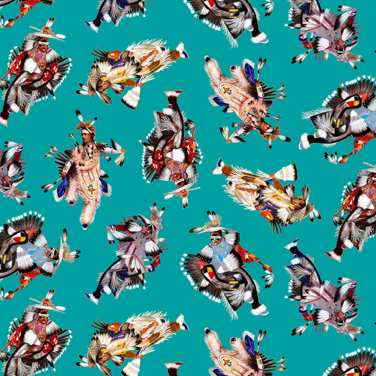 44" -Turquoise POW-POW Dancers  - 100% Cotton