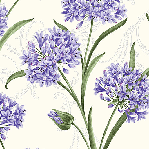 44"- Benartex -  "Whispering Lillies - Ivory" - 100% Cotton